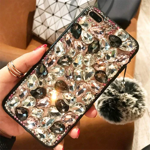 Vista 7 de Funda para Moto Z2, 3D hecha a mano de lujo con piedras brillantes brillantes de cristal y diamantes de imitación para Motorola Moto Z2 blanco