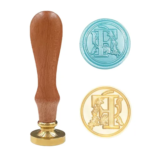 Vista 20 de Sello clásico de cera para sellar varios alfabetos, cabeza de latón, mango de madera, sellos para tarjetas, sobres, regalo (sello, letra A)