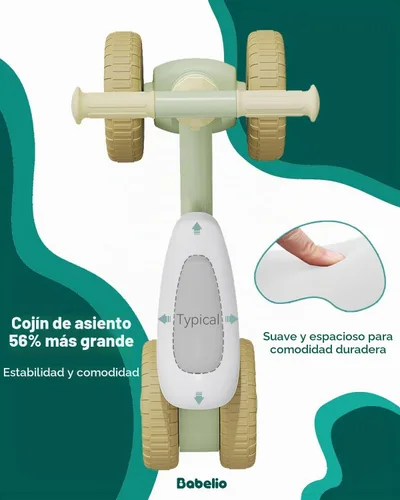Vista 5 de Babelio Bicicleta de equilibrio para bebés de 1 año, asiento ajustable y 4 Verde oliva