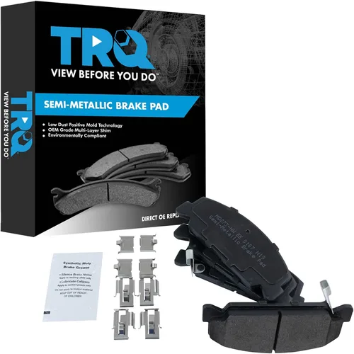 Vista 25 de TRQ Pastillas de freno delanteras semi metálicas compatibles con Ford Expedition 2018-2021 F-150 2018-2020 Lincoln Navigator 2018-2022