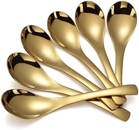 Vista 11 de Juego de 6 cucharas de mesa redondas de acero inoxidable con espejo pulido de plata para ramen