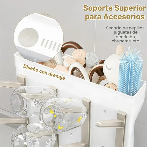 Vista 5 de GoMaihe Estante de Secado para Biberones: Soporte Vertical para Secador de Biberones que Ahorra Espacio - Soporte de Almacenamiento de Accesorios