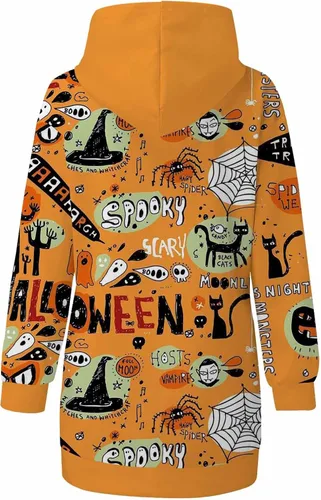 Vista 4 de Disfraces de Halloween para mujer, estampado de sudadera con capucha para otoño e invierno