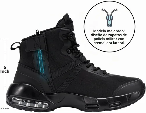Vista 3 de Botas tácticas militares de los hombres de ancho impermeable 6 Negro