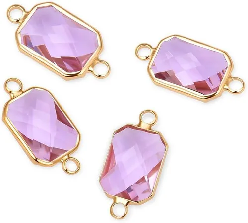 Vista 10 de Adabele 5pcs grado A abril diamante claro piedra natal conector rectángulo de corte radiante enlace 0.551 in plateado plata cristal Rhinestone Bead