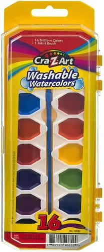 Vista 5 de Cra-Z-art Acuarelas lavables con pincel, 8 colores, 1 bandeja (10651)