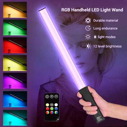 Vista 2 de Varita de luz para fotografía, tubo RGB, luz para fotografía, luces RGB, iluminación de video para filmación, transmisión, barra de luz LED