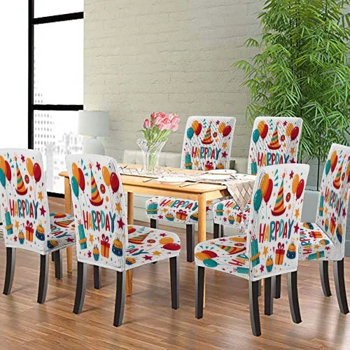 Vista 11 de CAPSCEOLL Christmas Dining Chair Covers,Snowflakes Festive Winter Pattern Stretch Chair Covers for Dining Room Set of 2 Washable Spandex Parson