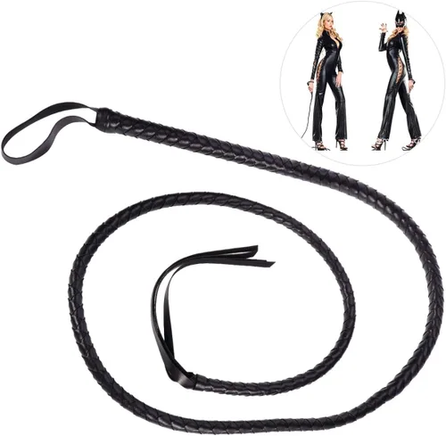 Vista 2 de Holibanna Máscara de gato de media cara máscara Catwoman Látigo Cosplay Disfraces de fiesta negro