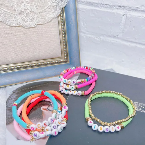Vista 4 de 9 pulseras de mercancía cantante de la amistad, regalo de joyería para amantes de la música, fanáticos de la música-A, Acrílico, No es una piedra