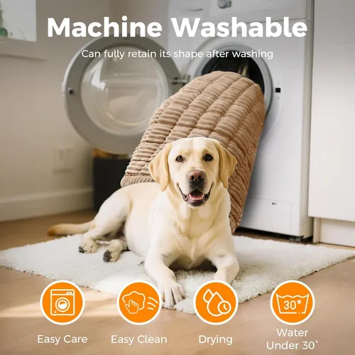 Vista 3 de Funda de sofá lavable para perros, funda mullida para sofá, apta para mascotas, protector de sofá antideslizante, color marrón, 27.6 x 59 pulgadas