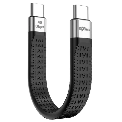 Vista 9 de Rixmie Cable corto USB-C [5 pulgadas], carga rápida PD de 100 W, transferencia de datos de 20 Gbps, cable corto USB C a USB C, Thunderbolt 3