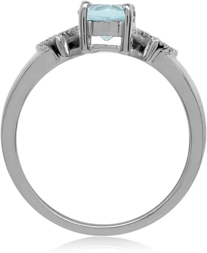 Vista 3 de Silvershake - Anillo de plata de ley 925 chapado en oro blanco con topacio azul Londres