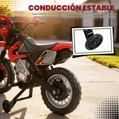 Vista 6 de Motocross eléctrica para niños 6 V, color rojo, de Aosom