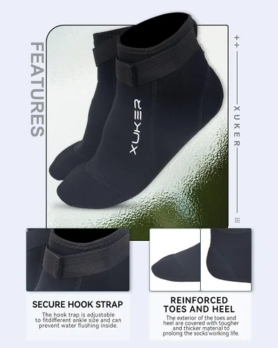 Vista 4 de XUKER Calcetines de neopreno, 0.118 in Playa Voleibol Arena Fútbol Agua Traje Calcetines para Buceo Snorkeling Kayak Remo