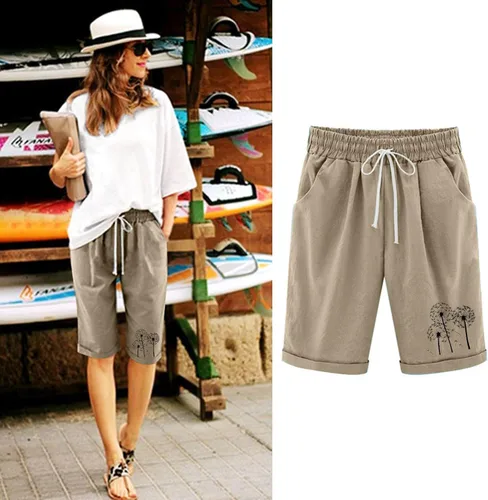 Vista 2 de Rvidbe Pantalones cortos deportivos para mujer, pantalones cortos cómodos de verano para la playa, pantalones cortos casuales con cintura elástica