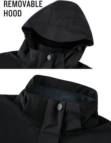 Vista 4 de SaphiRose Chaqueta impermeable para mujer, ligera, para exteriores, con capucha extraíble
