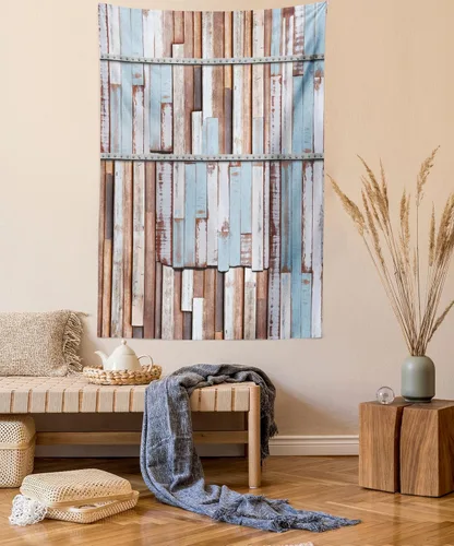Vista 54 de Ambesonne Tapiz verde, fases lunares alrededor de un árbol de la vida, impresión de diseño bohemio de astrología nocturna, decoración de tela