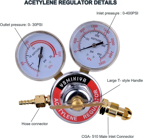 Vista 3 de Regulador de acetileno Soldador de gas de soldadura Medidor de gas de soldadura de acetileno para equipos de corte de antorcha CGA 510