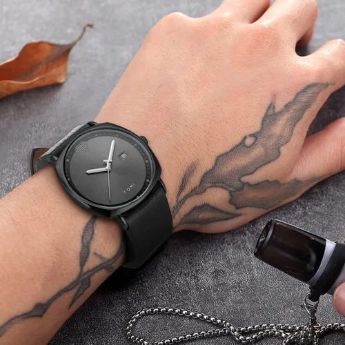 Vista 3 de TOMI Relojes de pulsera de cuarzo para hombre de negocios de moda para hombre, regalos para hombres, estudiantes y mujeres
