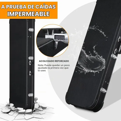 Vista 4 de Ktaxon Funda dura para guitarra eléctrica, rectangular de madera estándar de 39 pulgadas. Estuche protector para guitarra eléctrica con cierre