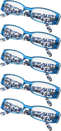 Vista 6 de Paquete de 5 lentes de lectura con diseño floral para mujer, incluye lectores de sol