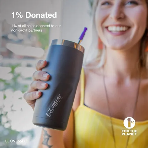 Vista 5 de EcoVessel METRO - Vaso de acero inoxidable al vacío, botella de agua aislada, taza de café de viaje con tapa deslizante y base antideslizante, taza