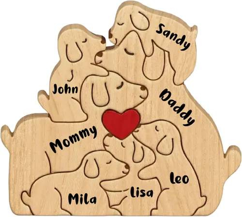 Vista 12 de Figura familiar de animales de madera personalizada con 1-8 nombres, bloques de nombres personalizados de animales para abrazar, regalos de recuerdo