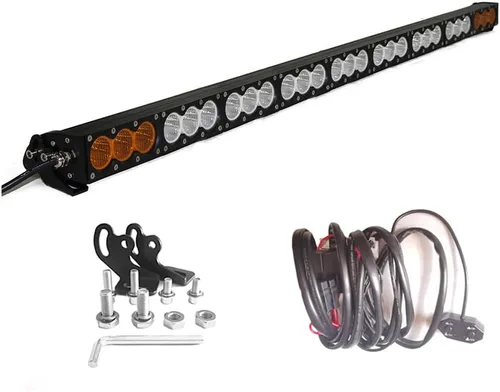 Vista 16 de AngelMa Barra de Luz LED de 12 Pulgadas 60W Ámbar Súper Brillante Spot Todoterreno de Una Sola Fila IP68 Impermeable para Cualquier Automóvil Camión