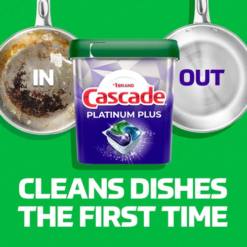 Vista 22 de Cascade Platinum Plus cápsulas para lavavajillas, detergente para platos, aroma limpio a limón, 62