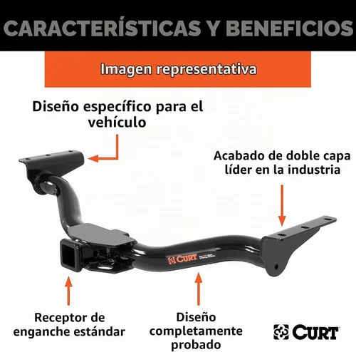 Vista 3 de CURT 13433 Enganche de remolque Clase 3, receptor de 2 pulgadas