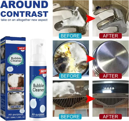 Vista 5 de Spray de burbujas de limpieza multiusos de espuma para cocina, limpiador de grasa de cocina multiusos, espray de limpieza sin enjuague para campana