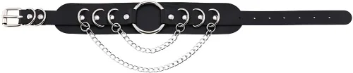 Vista 2 de eYLun Gargantilla de cuero punk para mujer, cadena de remache de roca ajustable