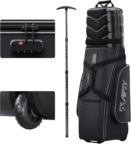 Vista 8 de APTY - Bolsa de viaje para palos de golf con funda rígida, con ruedas, acolchada, para equipaje de línea aérea - con cerradura combo integrada