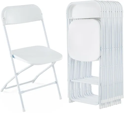 Vista 11 de Giantex Silla plegable con asiento y respaldo de plástico, marco de metal resistente, capacidad estática de 770 libras, asiento comercial