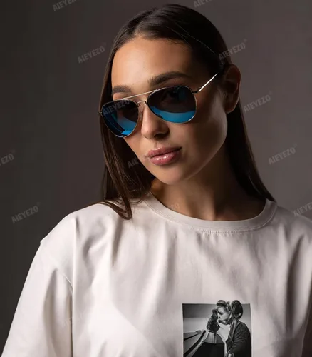 Vista 4 de AIEYEZO Gafas de sol polarizadas clásicas de aviador para hombres y mujeres, bisagra de resorte, marco de metal, protección UV400
