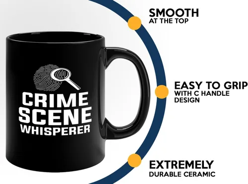 Vista 5 de Taza de café de detective de 11 onzas, color negro, susurrador de escena del crimen, oficial de policía, patrulla policial, detective, policía