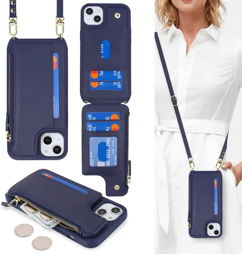 Vista 14 de Cavor para iPhone 14 Plus Funda tipo cartera con tarjetero, Funda tipo cartera para iPhone 14 Plus para mujeres, Doble cierre magnético a prueba