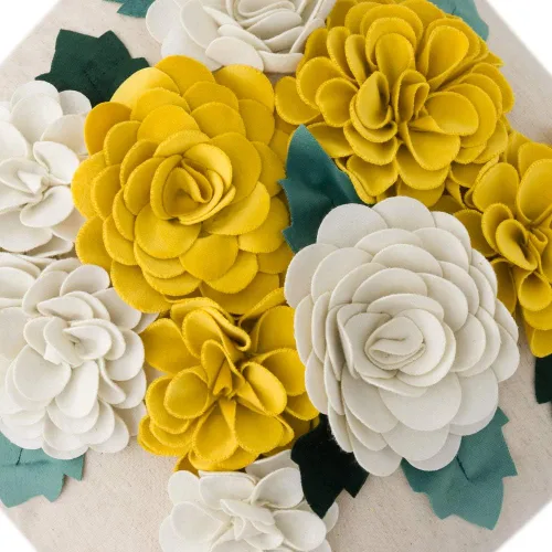 Vista 4 de KINGROSE - Funda de almohada con diseño de flores 3D, 18 x 18 pulgadas, color amarillo y blanco Funda de almohada decorativa para el hogar, funda