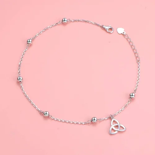 Vista 4 de Tobillera de plata de 925 para mujer, chica, para uso bohemio, playa, ajustable, para regalo de cumpleaños