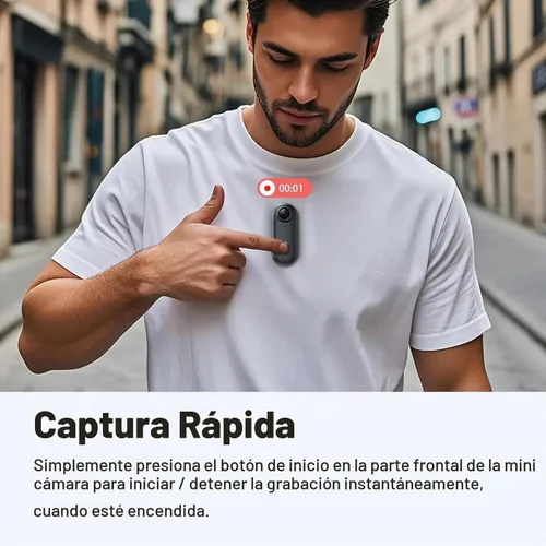 Vista 2 de JETO Mini cámara corporal HD 1080P, cámara portátil, clip giratorio de 360° y clip magnético, gran angular de 150°, 32G, funda impermeable