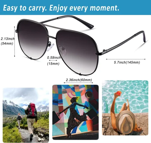 Vista 6 de Gafas de sol de aviador espejadas para hombres y mujeres, diseño de moda UV400