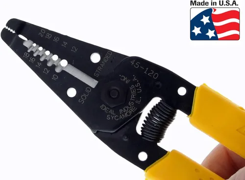 Vista 6 de IDEAL Electrical 45-120 T-5 T-5 - Pelacables amarillo con agujeros de bucle, nariz de alicate, apertura automática con resorte (paquete de 2)