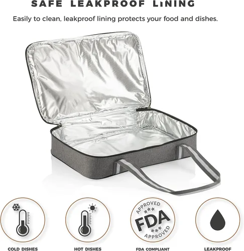 Vista 6 de Stack Store Plus More - Porta ollas gris aislada para alimentos calientes o fríos, porta lasaña para pícnic, comida compartida, comida al aire libre