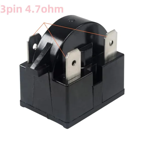 Vista 2 de Compresor 4.7 Ohm 3Pin PTC Starter/Start Relay and Overload Kit Compatible con Mini Frigoríficos, Refrigeradores Compactos, Congeladores Profundos