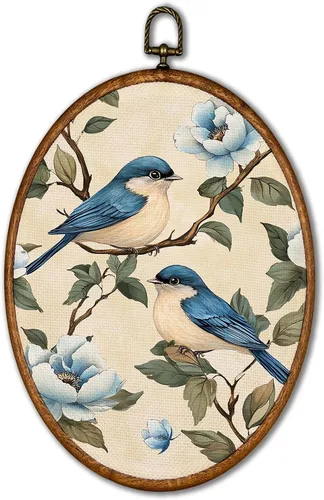 Vista 14 de KSDUT Arte de Pared con Pájaros - Chinoiserie Neutral Arte de Pared Moderno de Mediados de Siglo Marco de Lienzo Colgante Impresiones, Paisaje