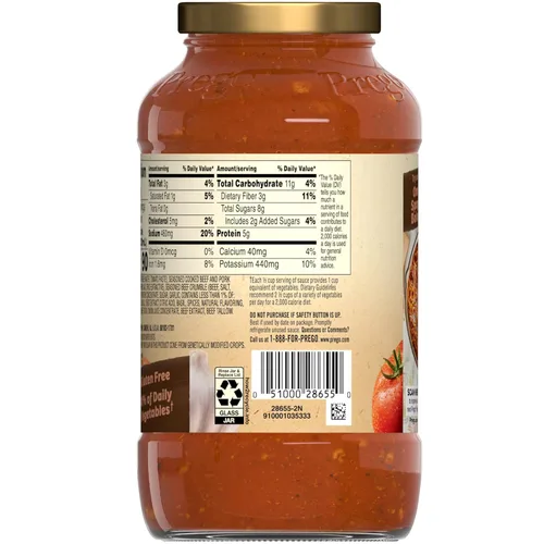 Vista 6 de Prego Salsa de carne boloñesa, tarro de 23.5 onzas