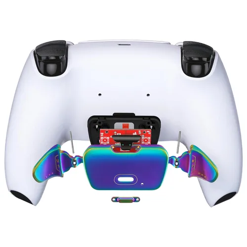 Vista 4 de Metallic Rainbow Aura Blue & Purple Real Metal Buttons (RMB) Version K1 K2 Buttons Housing & Remap PCB Board for PS5 Controller eXtremeRate Rise