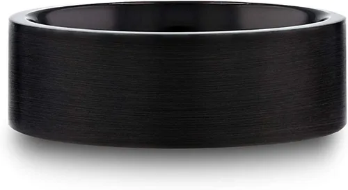 Vista 3 de San Bernardino Titanium Ring Comfort Fit Brushed Finish Flat Black Wedding Band