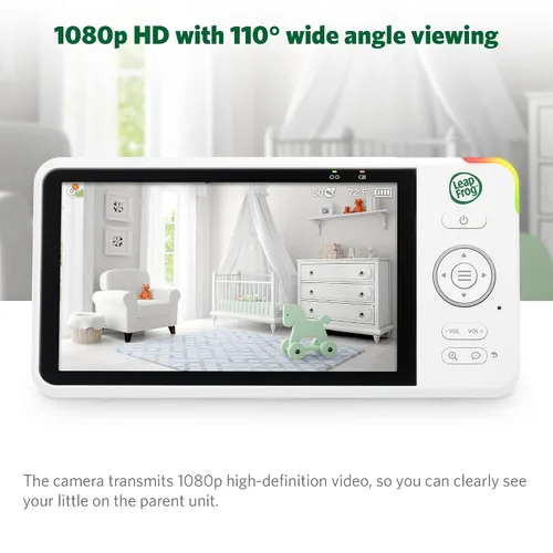 Vista 9 de LeapFrog Monitor de bebé LF1726FHD, pantalla de 1080p de 5.5 pies, alcance de hasta 2500 pies, zoom panorámico, luz nocturna, visión nocturna a